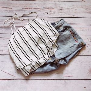 Striped flowy crop top